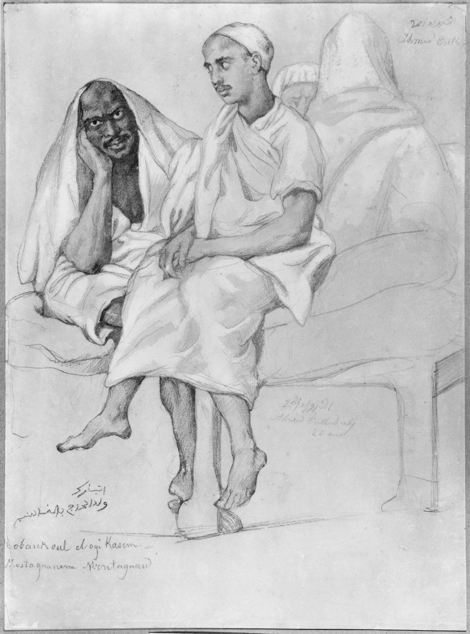 Fekete és arab Mostaganemből (ceruza és gouache papíron) alkotó: Théodore Chassériau