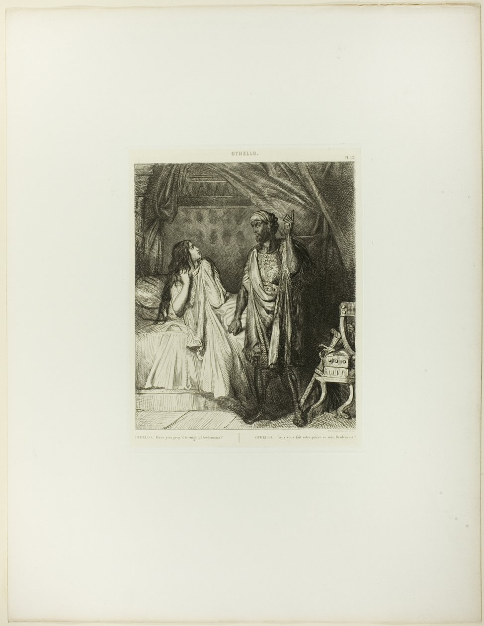 Imádkoztál ma éjjel, Desdemona, tizenkettedik tányér Othellótól. alkotó: Théodore Chassériau