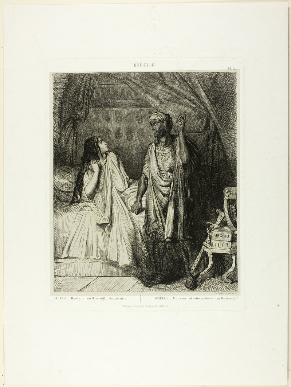 Imádkoztál ma éjjel, Desdemona, tizenkettedik tányér Othellótól. alkotó: Théodore Chassériau