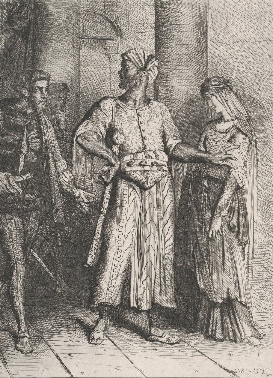 Őszinte Iago, a Desdemonámat neked kell hagynom: 4. tábla az Othelltől..., 1844-ben metszett, 1900-ban újranyomva. alkotó: Théodore Chassériau