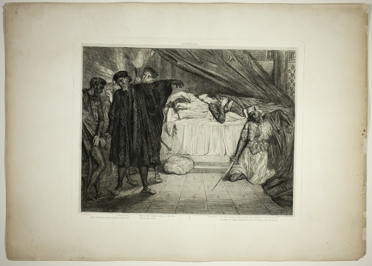 Ó, spártai kutya, tizenötös tányér az Othello-tól alkotó: Théodore Chassériau