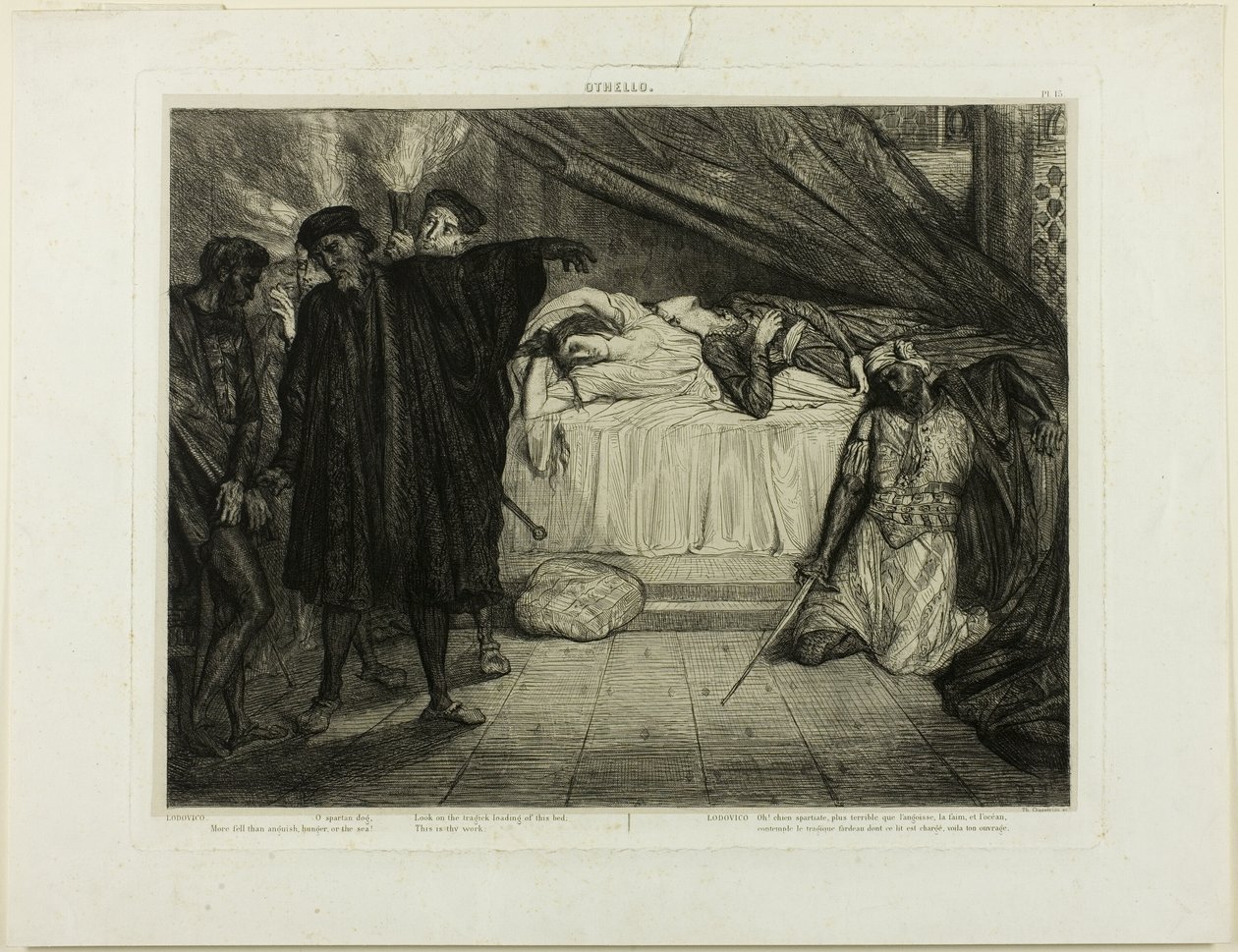 Ó, spártai kutya, tizenötös tányér az Othello-tól alkotó: Théodore Chassériau