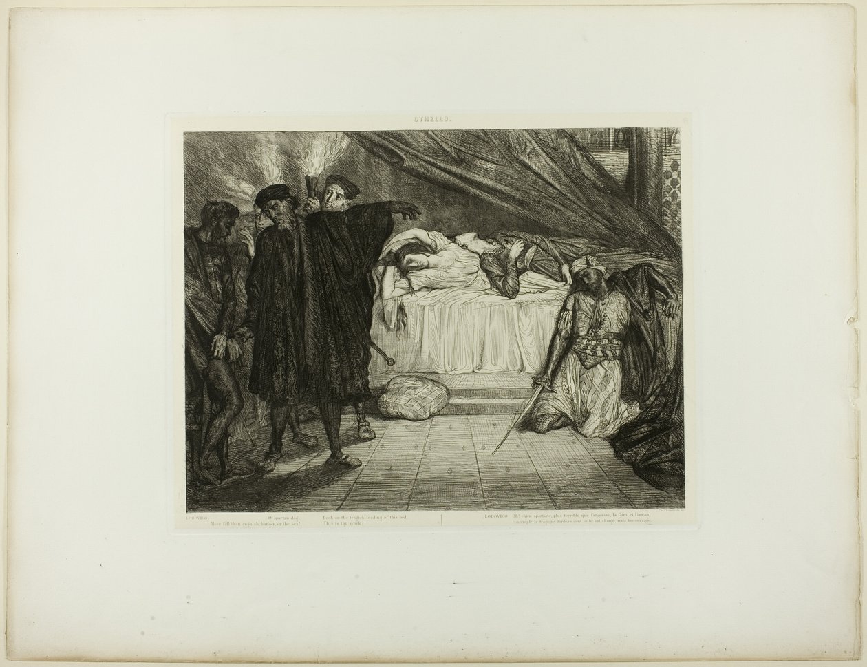 Ó, spártai kutya, tizenötös tányér az Othello-tól alkotó: Théodore Chassériau