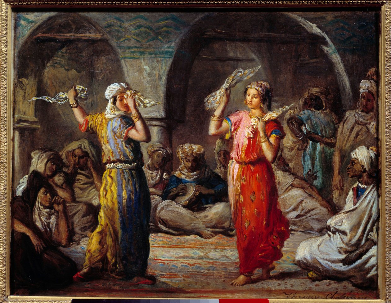 Orientalizmus: „” Szövettánc: Marokkói táncosok”” Theodore Chasseria (1819-1856) festménye 19. század V. 0,32x0,4 m alkotó: Théodore Chassériau