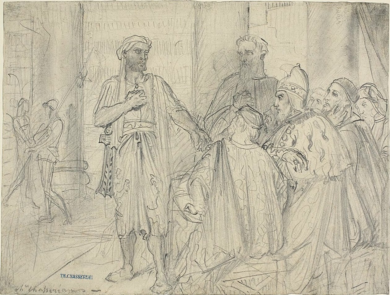 Othello beszéde a velencei szenátorokhoz alkotó: Théodore Chassériau