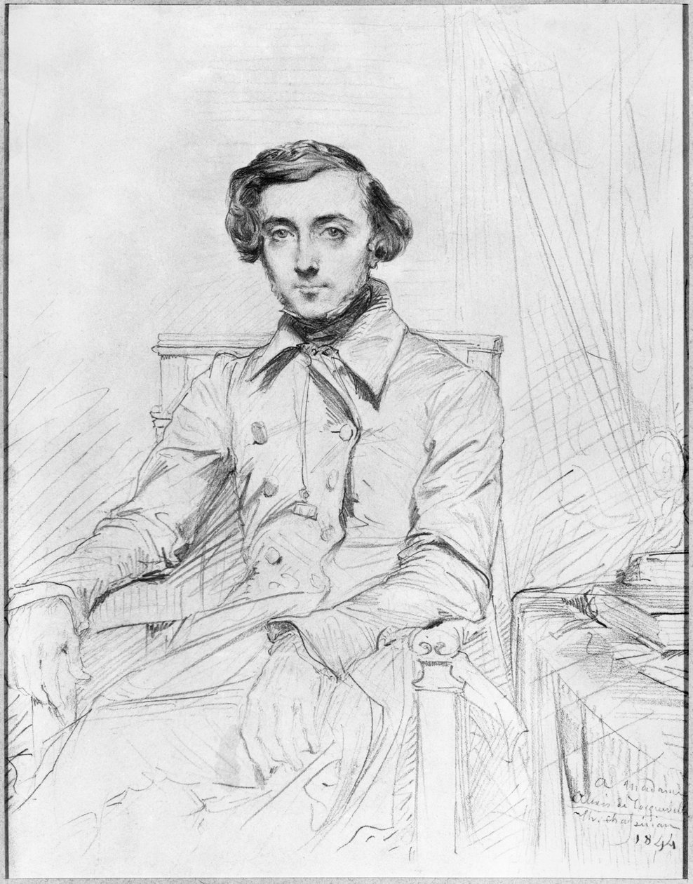 Charles Alexis Henri Clerel de Tocqueville portréja, 1844 (fekete ólom papíron) alkotó: Théodore Chassériau