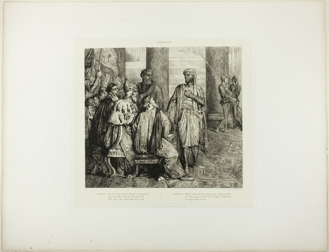 Szeretett engem a veszélyekért, amiket átéltem, 3. lemez (1. felvonás, 3. jelenet) az Othello-ból, alkotó: Théodore Chassériau