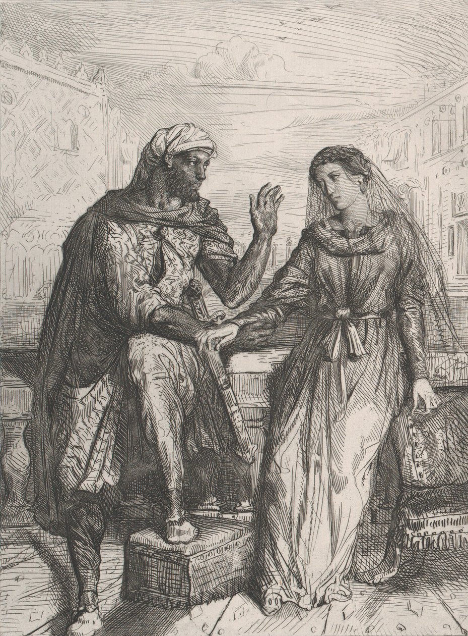 Megköszönte: 2. tábla az 1844-es Othello Act 1 3. jelenetéből. alkotó: Théodore Chassériau