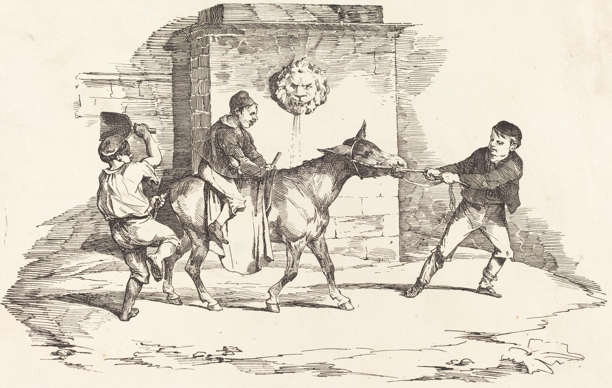 Három gyerek játszik egy szamárral alkotó: Théodore Gericault and Nicolas Toussaint Charlet
