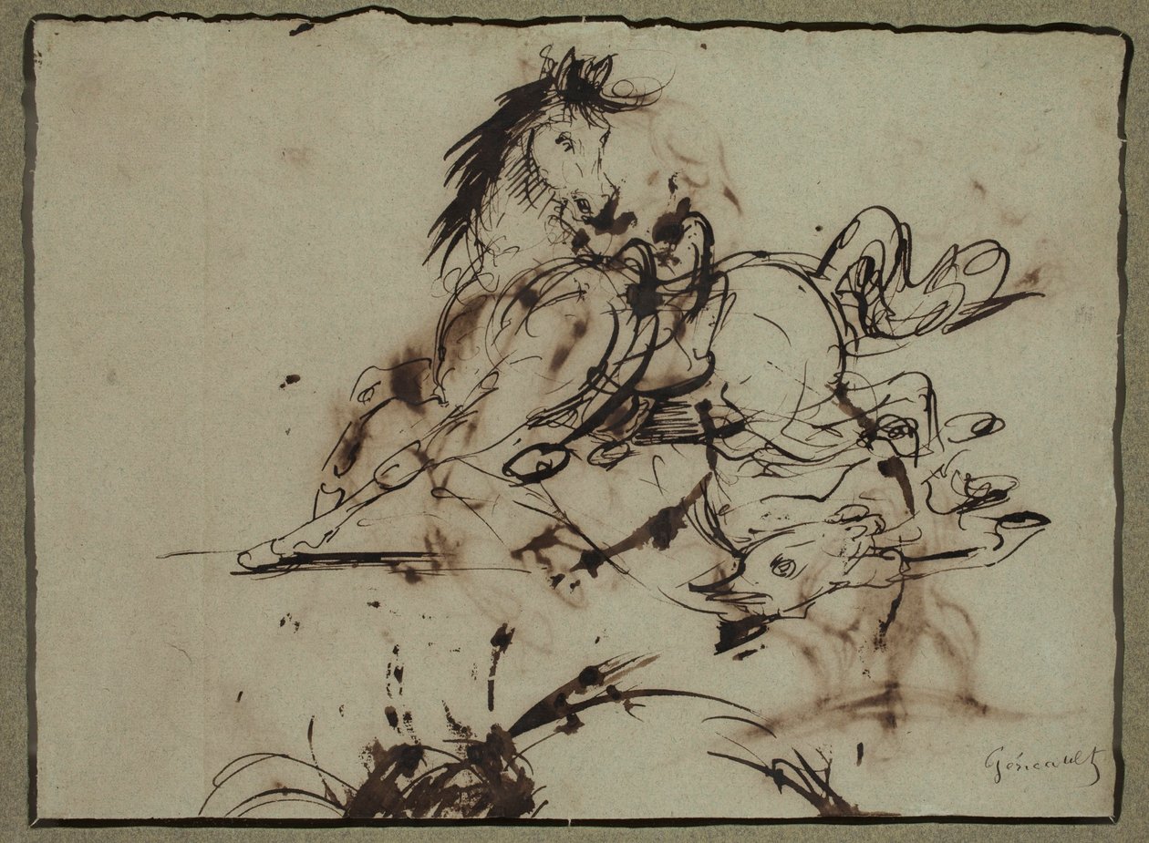 Théodore Géricault-nak tulajdonítva - Rémült ló, a 18. század vége és a 19. század eleje között. alkotó: Theodore Gericault
