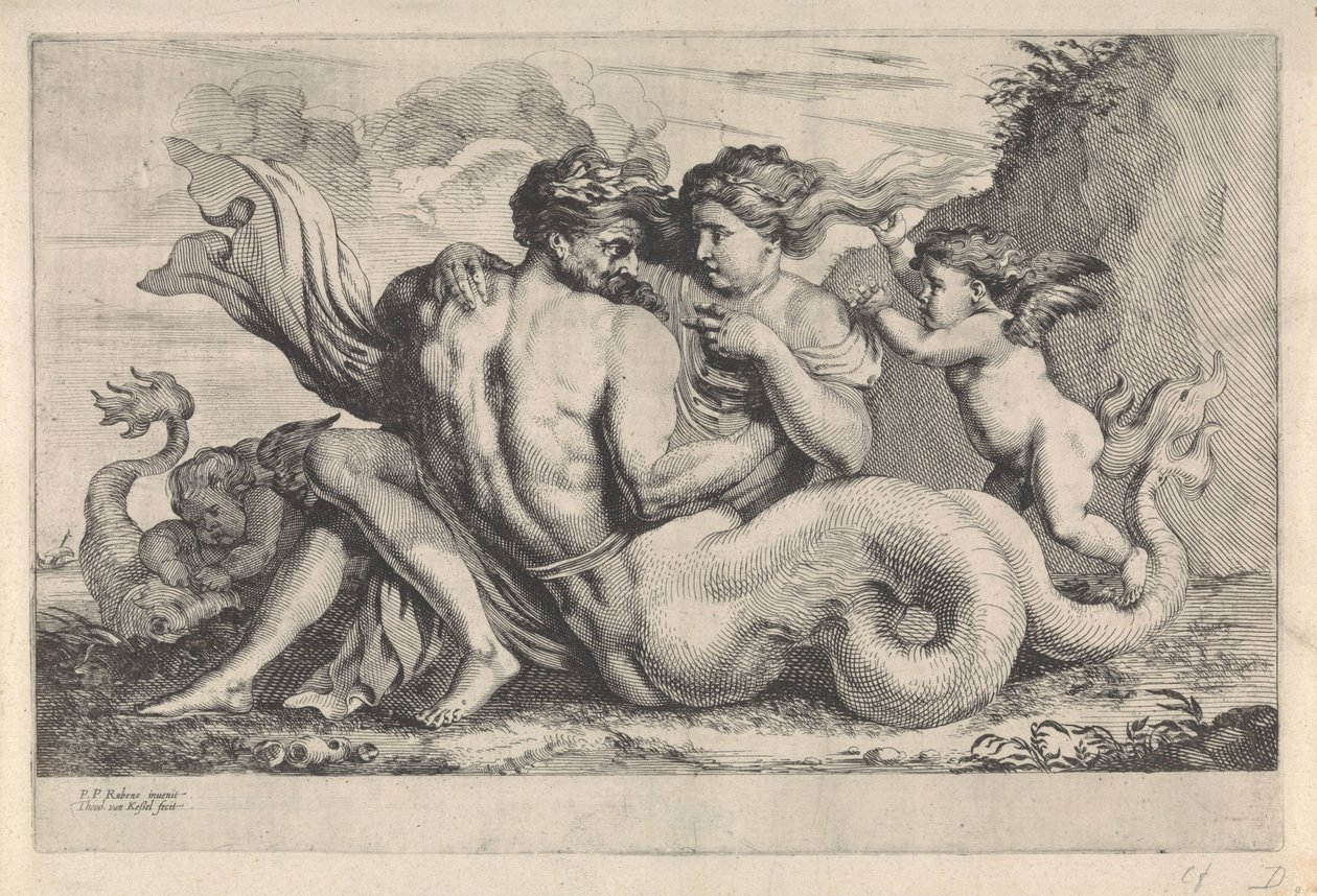 Sziréna és triton Mitológiai alakok (sorozat címe) alkotó: Théodorus van Kessel