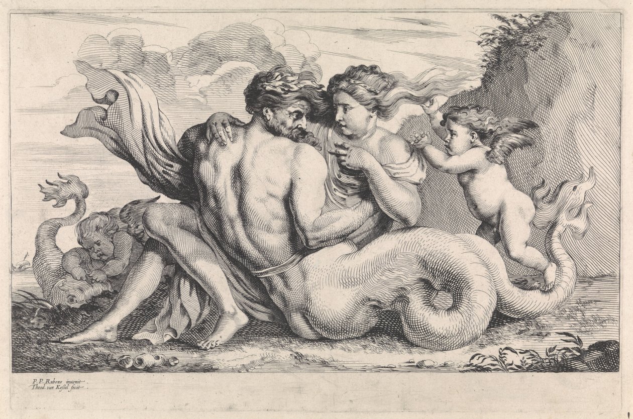 Sziréna és triton Mitológiai alakok (sorozat címe) alkotó: Théodorus van Kessel