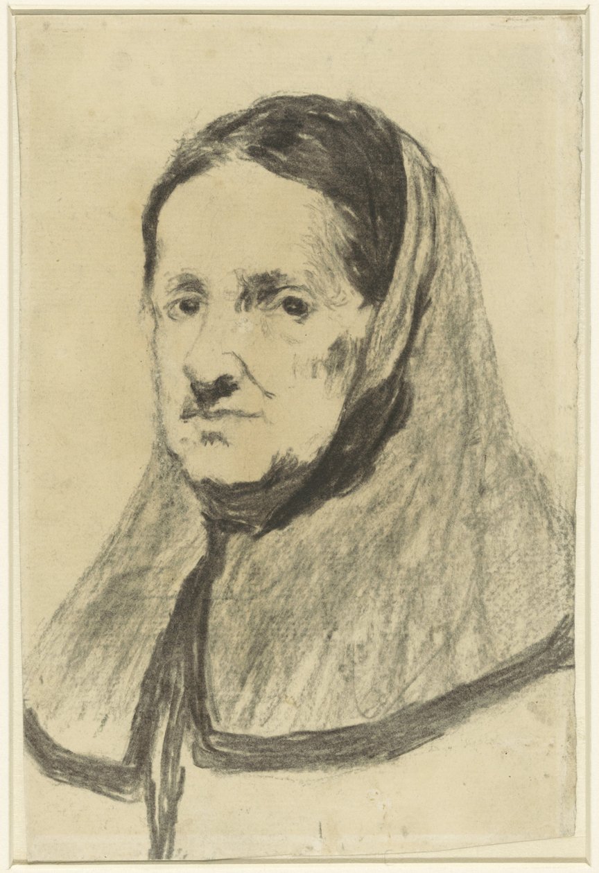 Tanulmány egy idős nőről, vállig, kissé balra nézve alkotó: Théodule Augustin Ribot