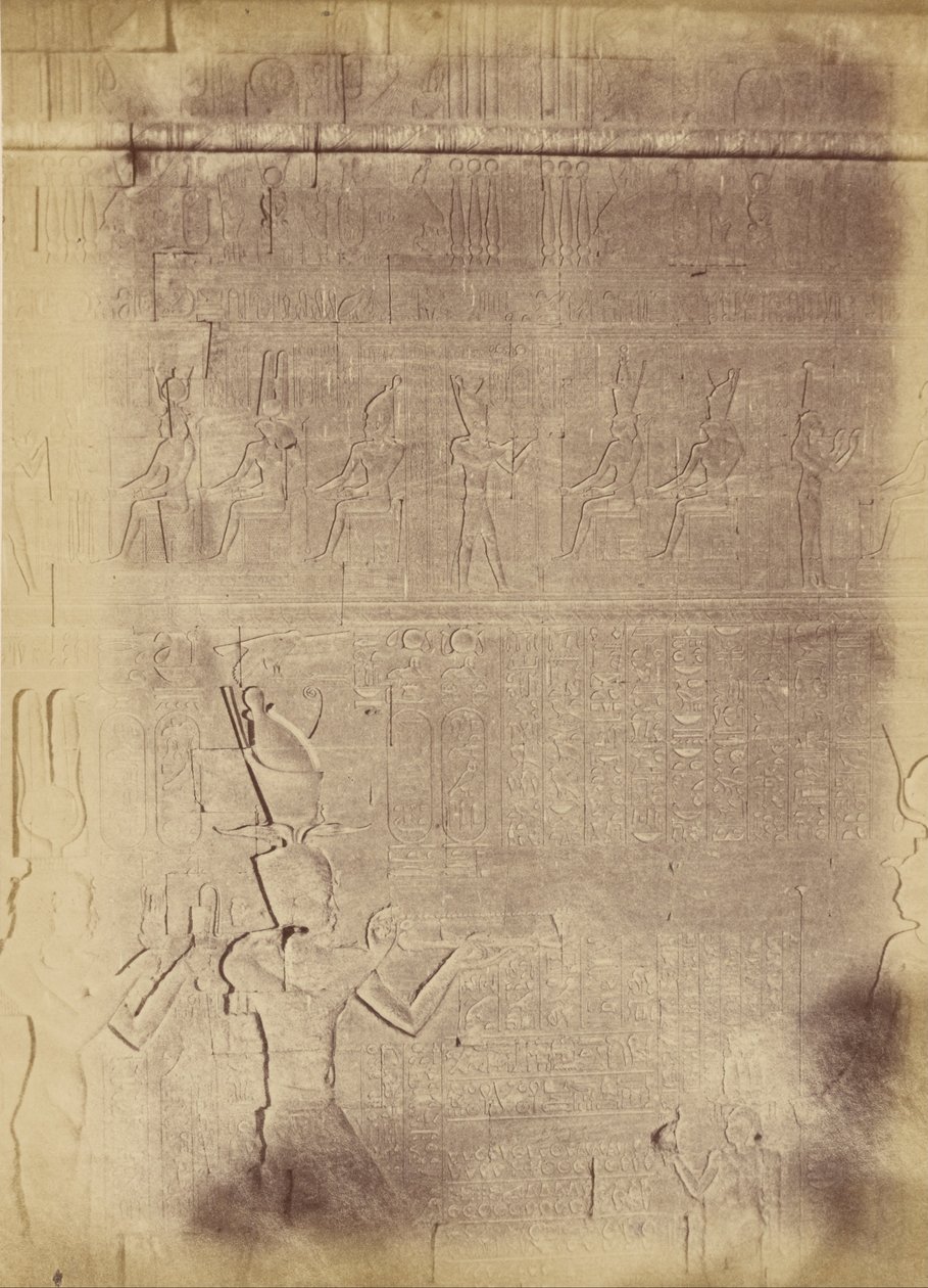 Közeli kép a hieroglif feliratokról (valószínűleg Edfu templomáról) alkotó: Théodule Devéria