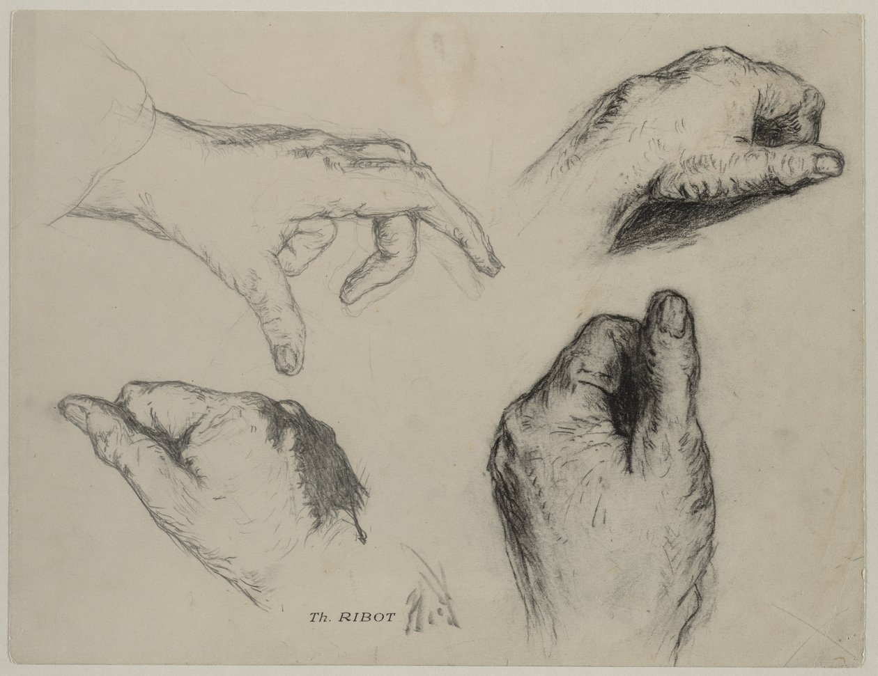 Study of Hands recto, 1800-as évek. alkotó: Auguste Theodule Ribot