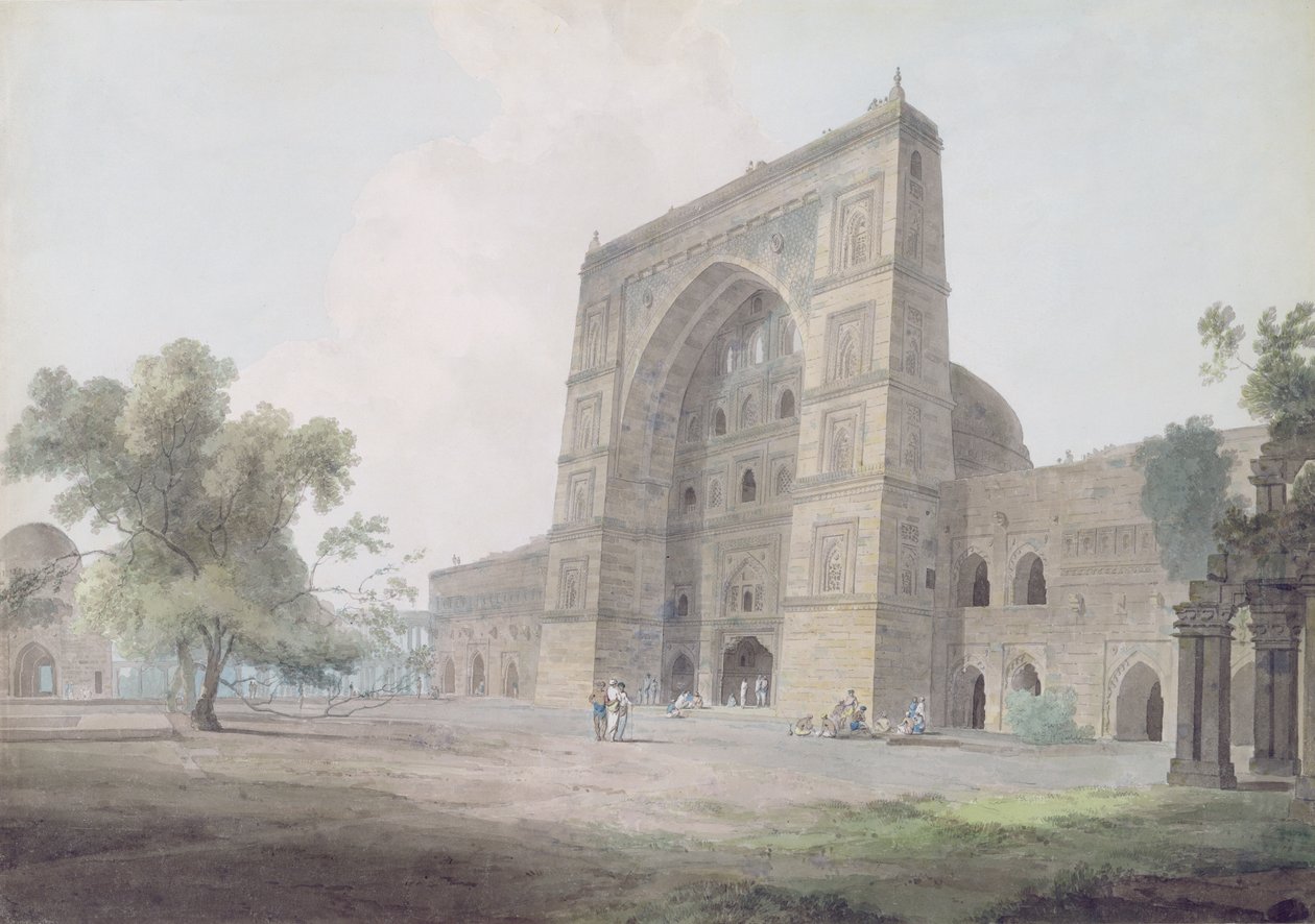 A Jami mecset főbejárata, Jaunpur, 1789 (wc grafit felett, szőtt papíron) alkotó: Thomas und William Daniell