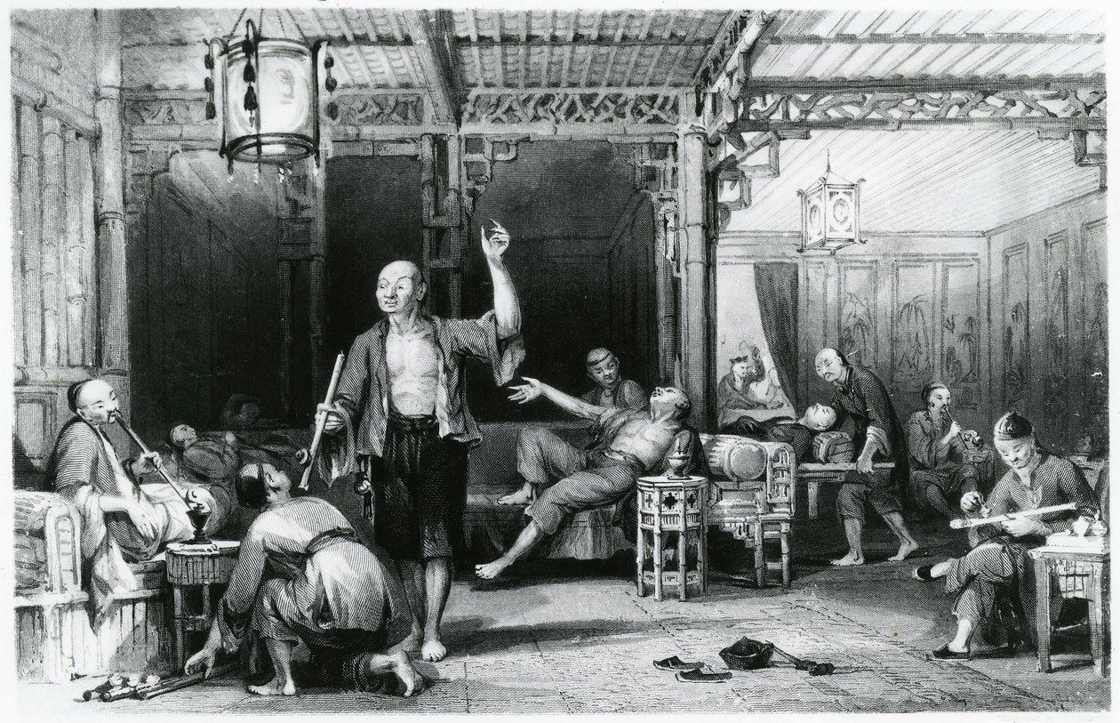 Kínai ópiumszívók, 1843 alkotó: Thomas Allom