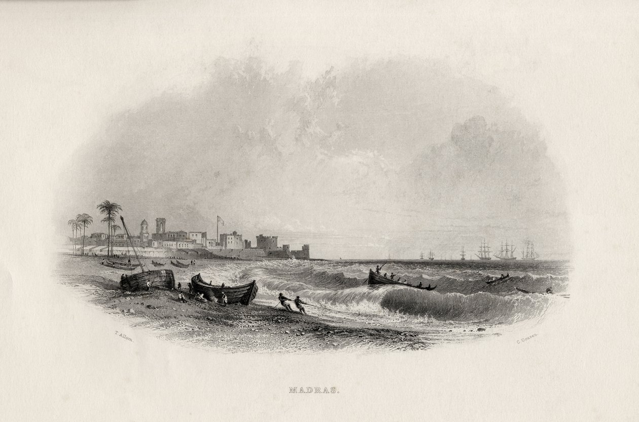 Madras, India, metszett: Charles Cousen (1815-89) alkotó: Thomas Allom