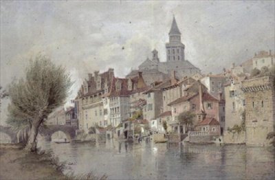 Perigeaux a szigeten, Basses-Pyrenees alkotó: Thomas Allom