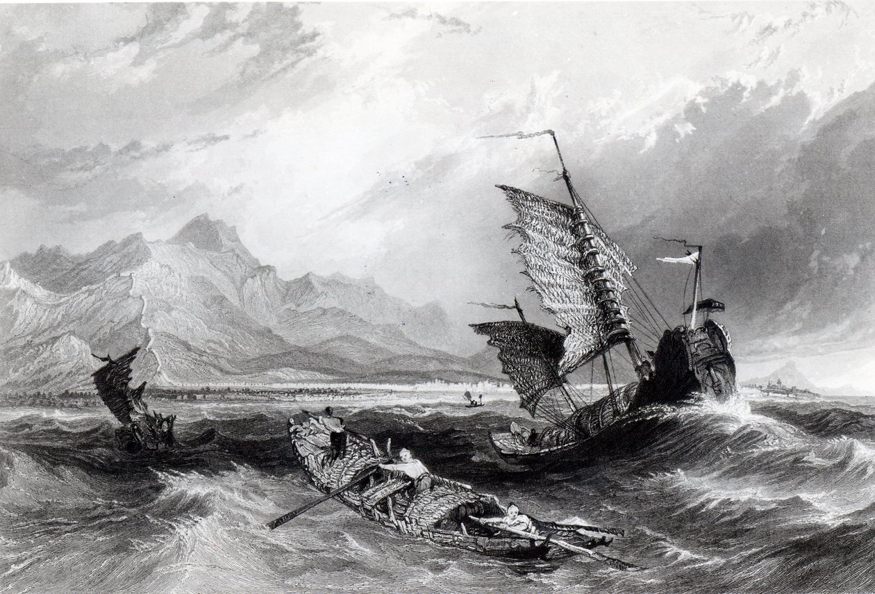 A Kínai Nagy Fal, a Pecheli-öböl megszűnése George Newenham Wright „Kína a nézetek sorozatában” című művéből, James Baylis Allen metszetében, 1843 alkotó: Thomas Allom