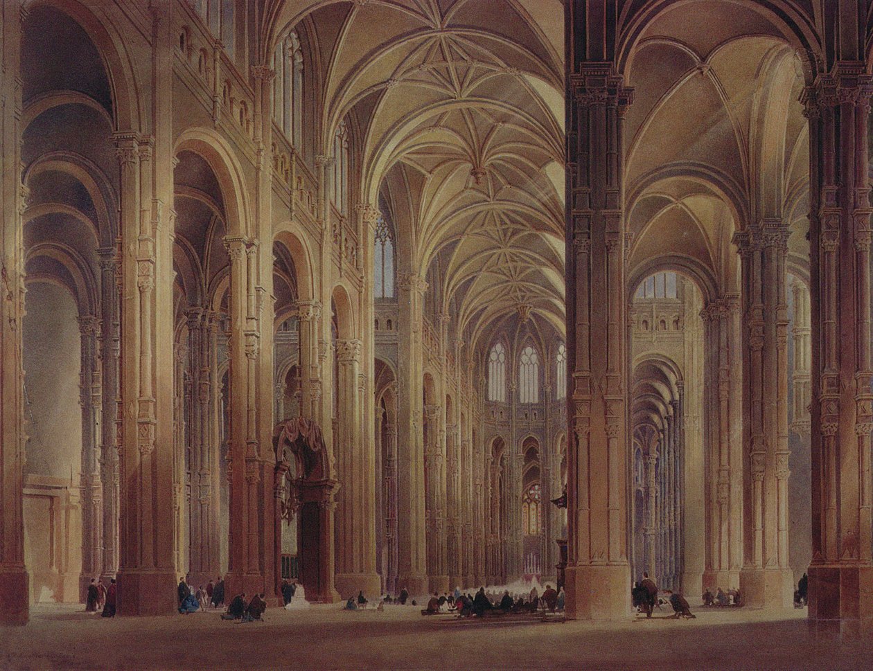 St. Eustache belseje, Párizs, 19. század alkotó: Thomas Allom