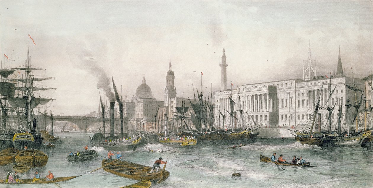 London kikötője (színes gravírozás) alkotó: Thomas Allom