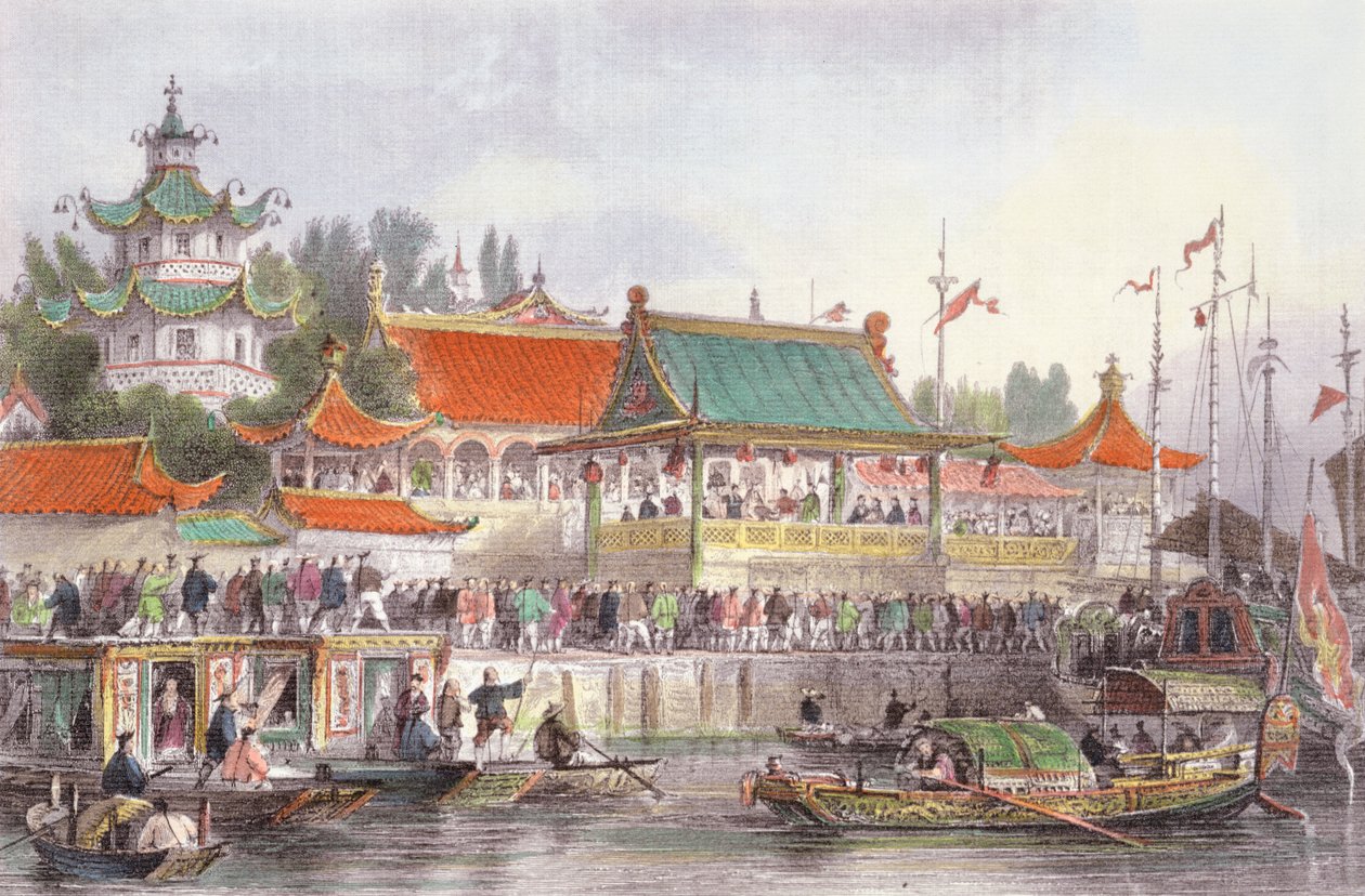Színház Tien-Singben, George Newenham Wright (1790-1877 körül) "Kína egy sorozatban" című művéből (1843) 1843 alkotó: Thomas Allom
