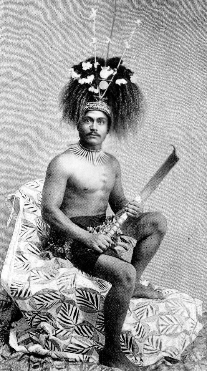 Talolo, a manaia ünnepi ruháját viseli, 1895 körül. alkotó: Thomas Andrew