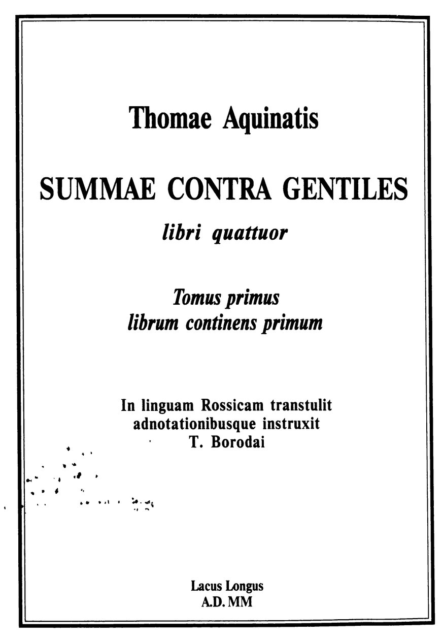 Cím kiadás alkotó: Thomas Aquinas