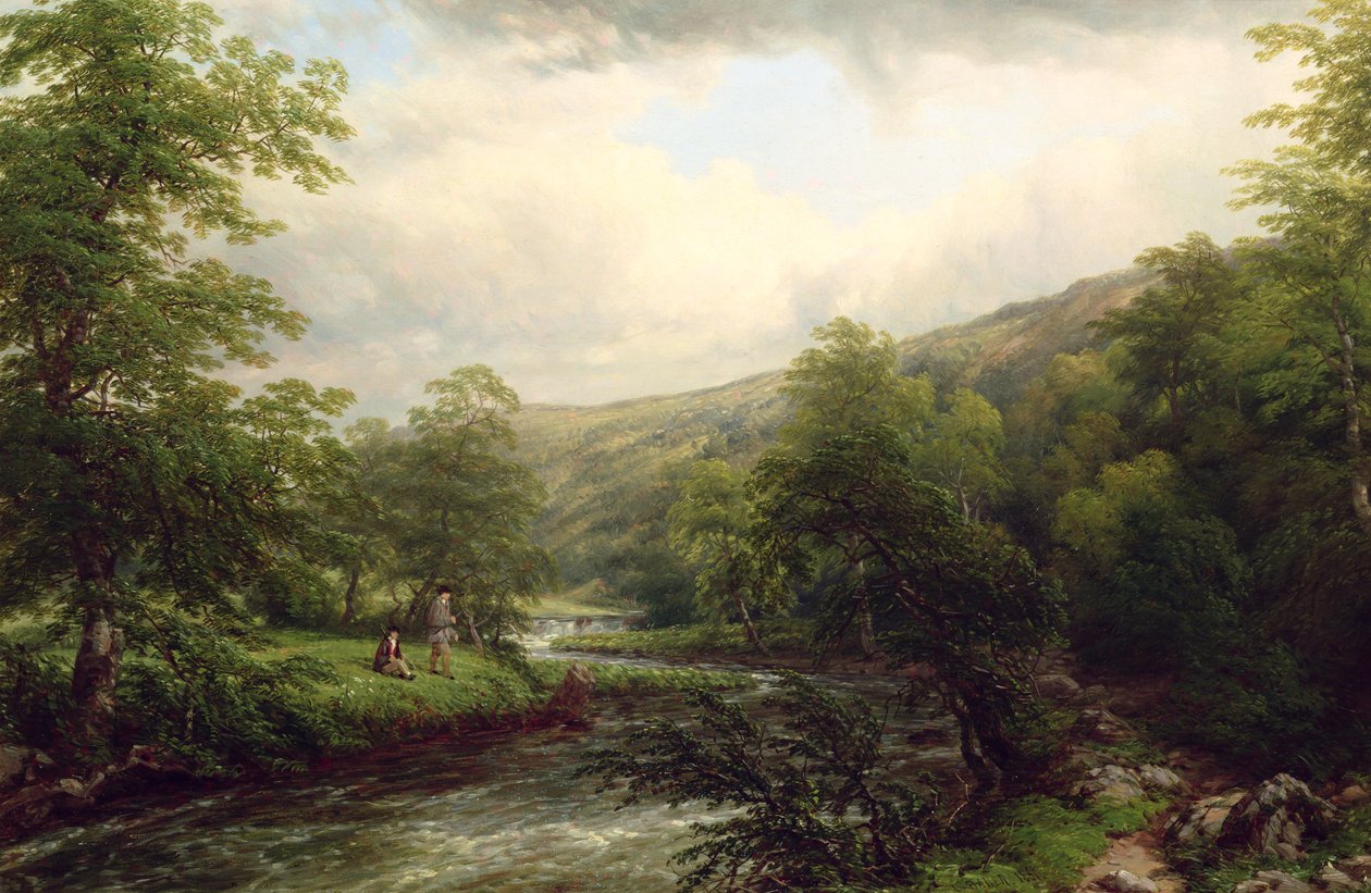 Horgászat a Dee folyón, 1861 alkotó: Thomas Baker