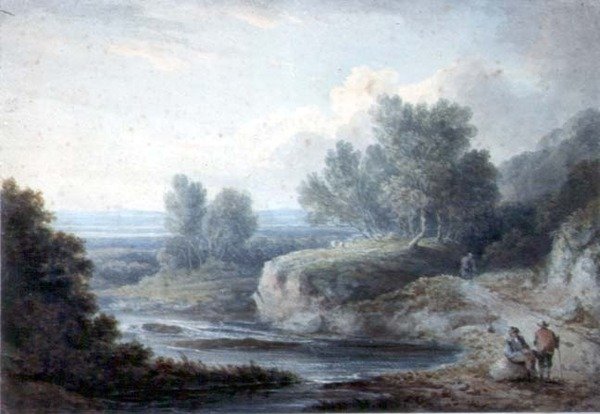 Folyói jelenet figurákkal (wc papíron) alkotó: Thomas Barker of Bath