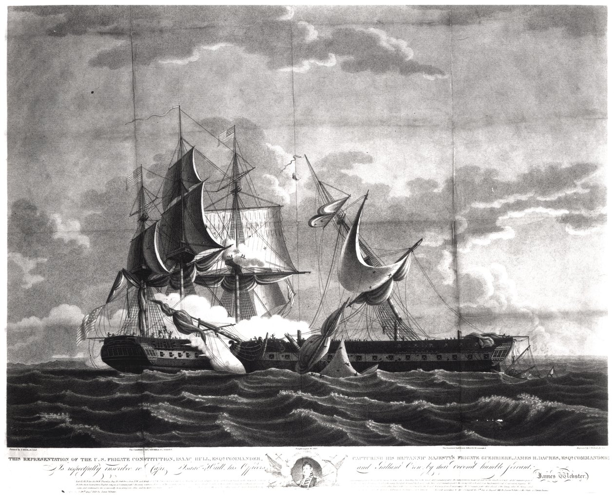 Az amerikai fregatt, „Alkotmány” képviselete, Isaac Hull (1773-1843) Esq. Parancsnok, Britannic Majesty fregattjának elfogása, 