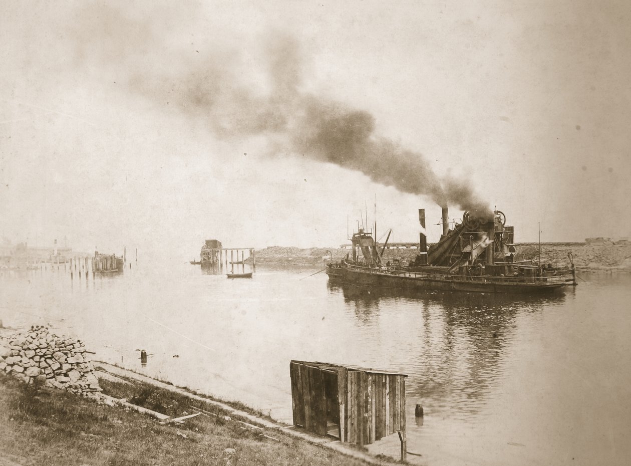 Kotrógép munka közben, Ellesmere Port (szépia fotó) alkotó: Thomas Birtles