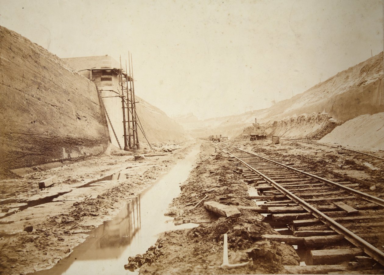 Walton Cutting, a lengőhíd pillérei és a Warrington Docks bejárata (szepia fotó) alkotó: Thomas Birtles