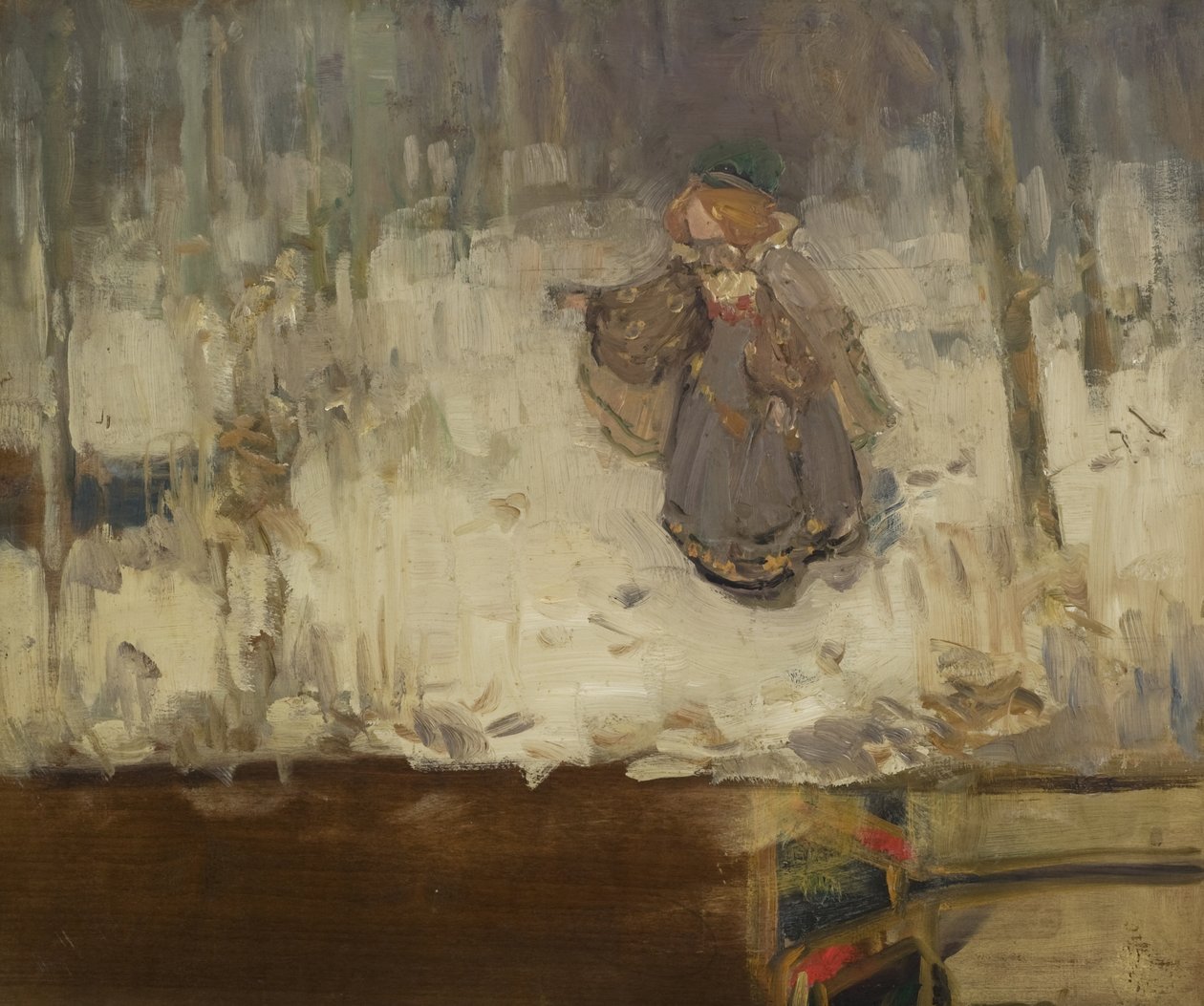 Egy vörös hajú lány szürke ruhában egy erdőben, 1886 alkotó: Thomas Blacklock