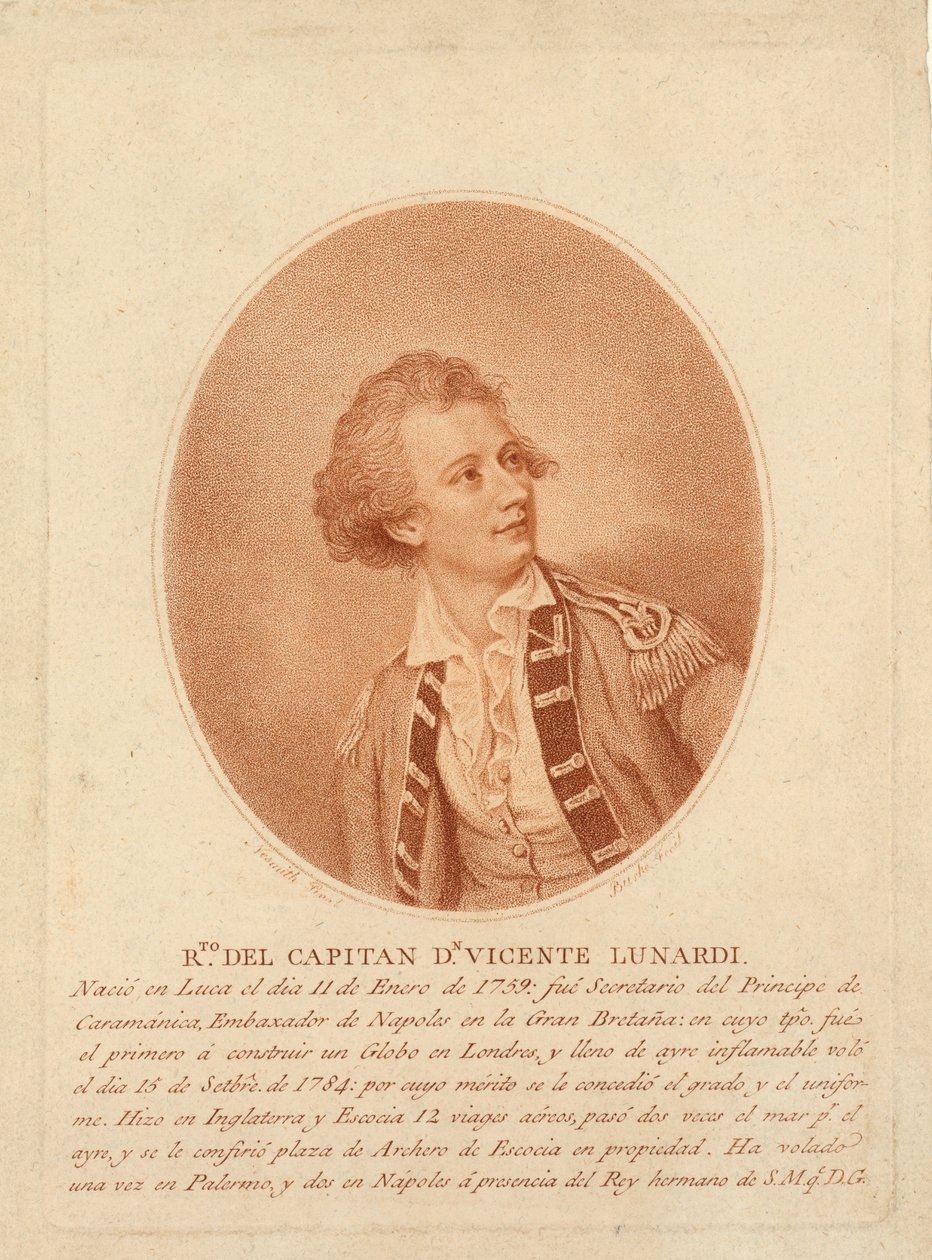 Vincente Lunardi, 1786-1800 körül (csúcsmetszet) alkotó: Thomas Burke