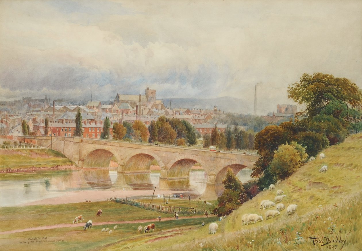 Carlisle a Rickerby Parkból az Őfelségei Gyémánt Jubileum évében, 1897 (wc papíron) alkotó: Thomas Bushby