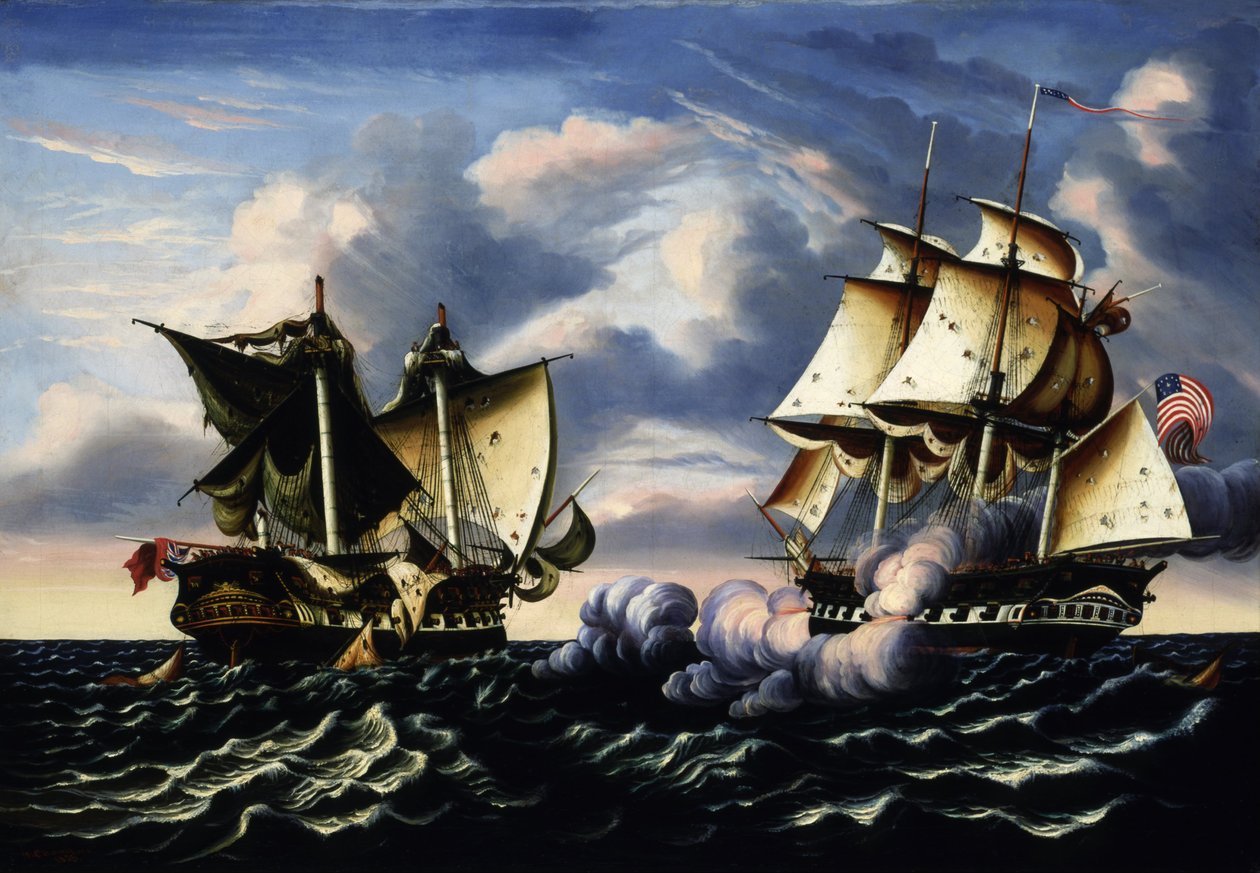 H.B.M. elfogása Frigate Macedonian by US Frigate United States, 1812. október 25 alkotó: Thomas Chambers