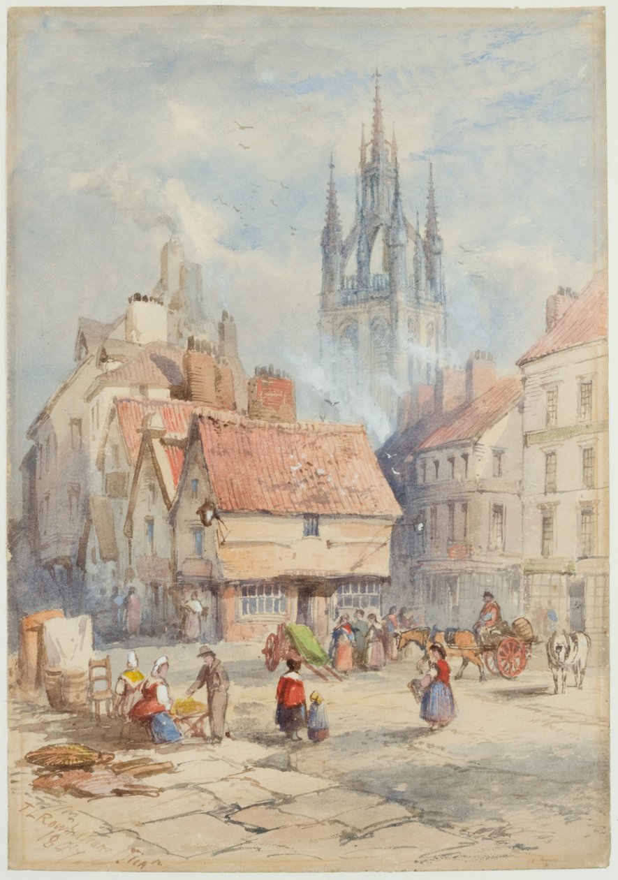 Middle Street, Newcastle upon Tyne (tinta és akvarell papíron) alkotó: Thomas Charles Leeson Rowbotham