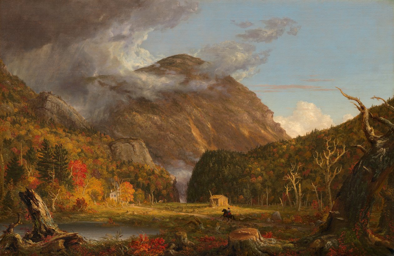 Kilátás a Fehér -hegység rovátkájának nevezett hegyi hágóra (Crawford Notch) alkotó: Thomas Cole