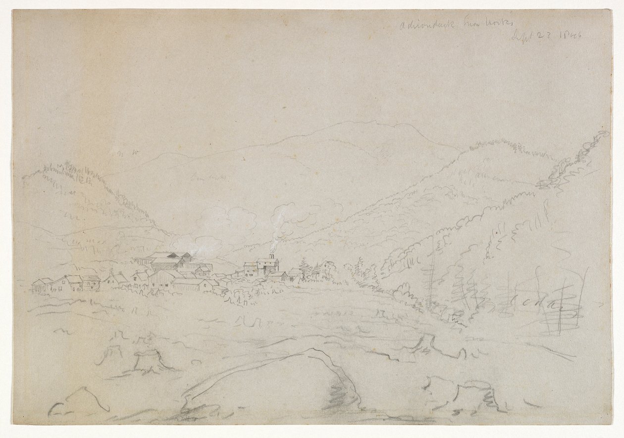 Adirondacks Iron Works, 1846 (grafit ceruza szőtt papíron) alkotó: Thomas Cole