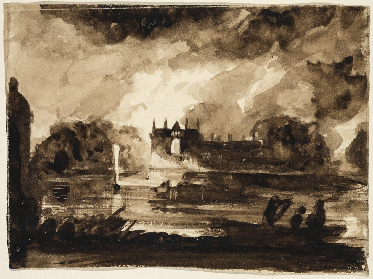 Hatás Newstead Abbey-hez, Nottinghamshire, Anglia, 1830 (barna mosás ceruzával papíron) alkotó: Thomas Cole