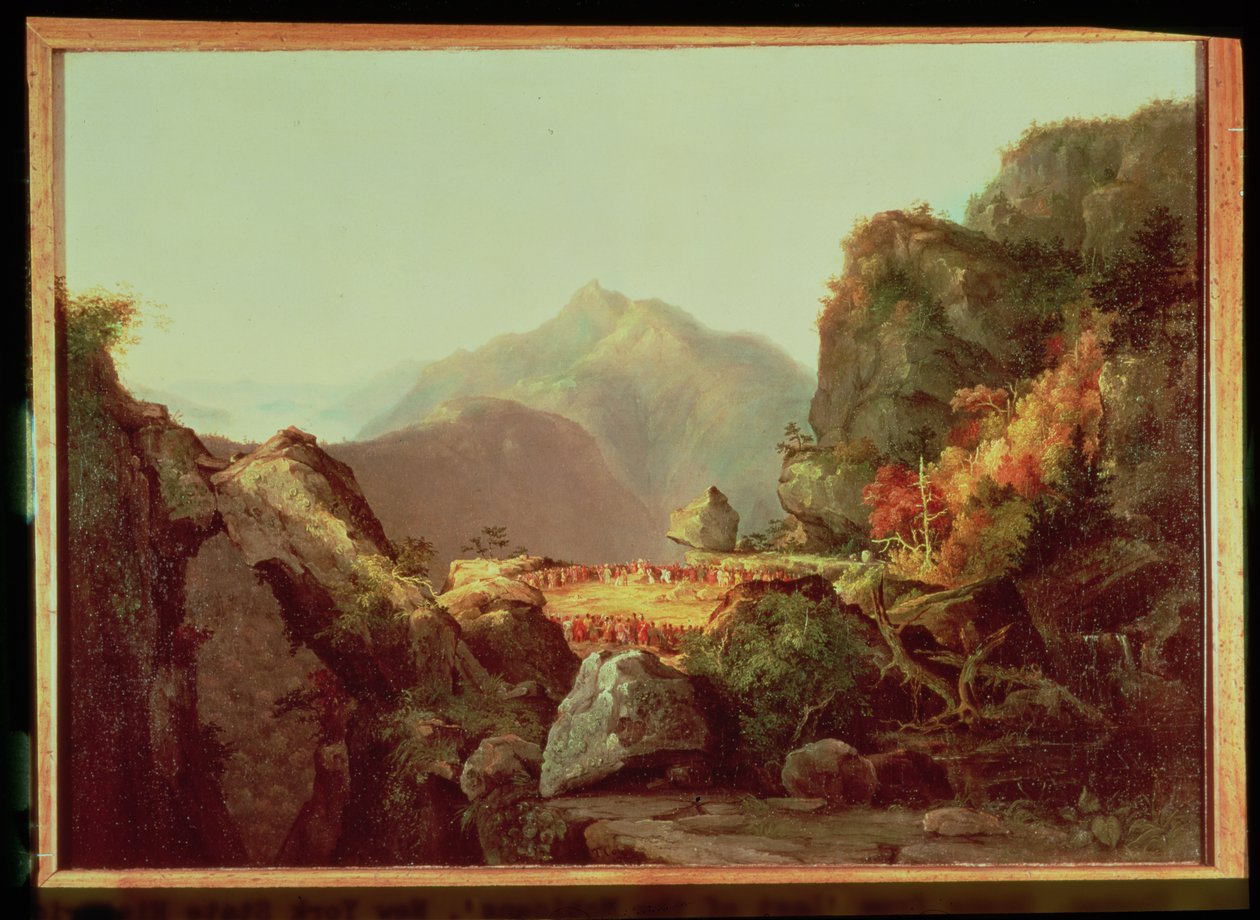 Jelenet a "The Last of the Mohicans" című filmből, James Fenimore Cooper (1789-1851), megjelent 1826-ban alkotó: Thomas Cole