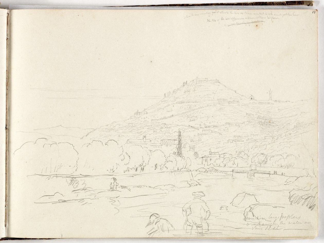 Vázlat a dombtetőről, a folyópartról és az alakokról, 1831 alkotó: Thomas Cole