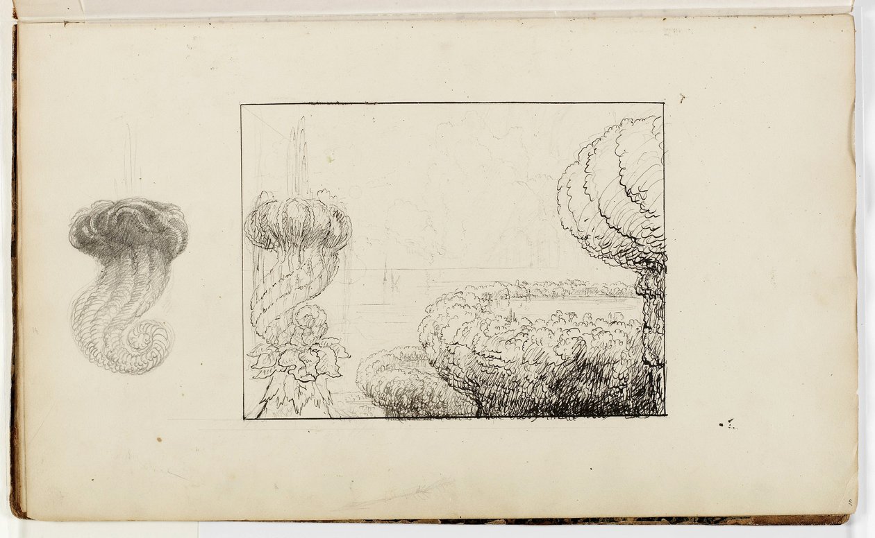 Cím nélkül, Tanulmány a titánok serlegéhez, 1837 (toll és tinta ceruza fölött, papíron) alkotó: Thomas Cole