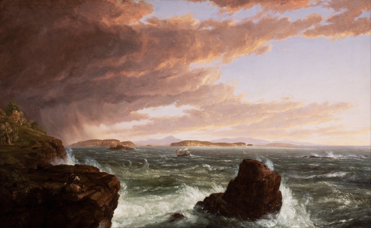 Kilátás a Frenchmans -öbölre az Mt. Desert Island -ről, zivatar után alkotó: Thomas Cole