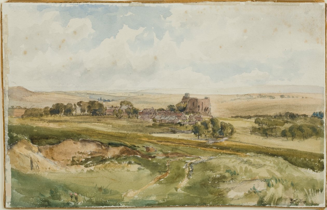 Bowes Castle, Yorkshire (ceruza és akvarell, karton) alkotó: Thomas Collier