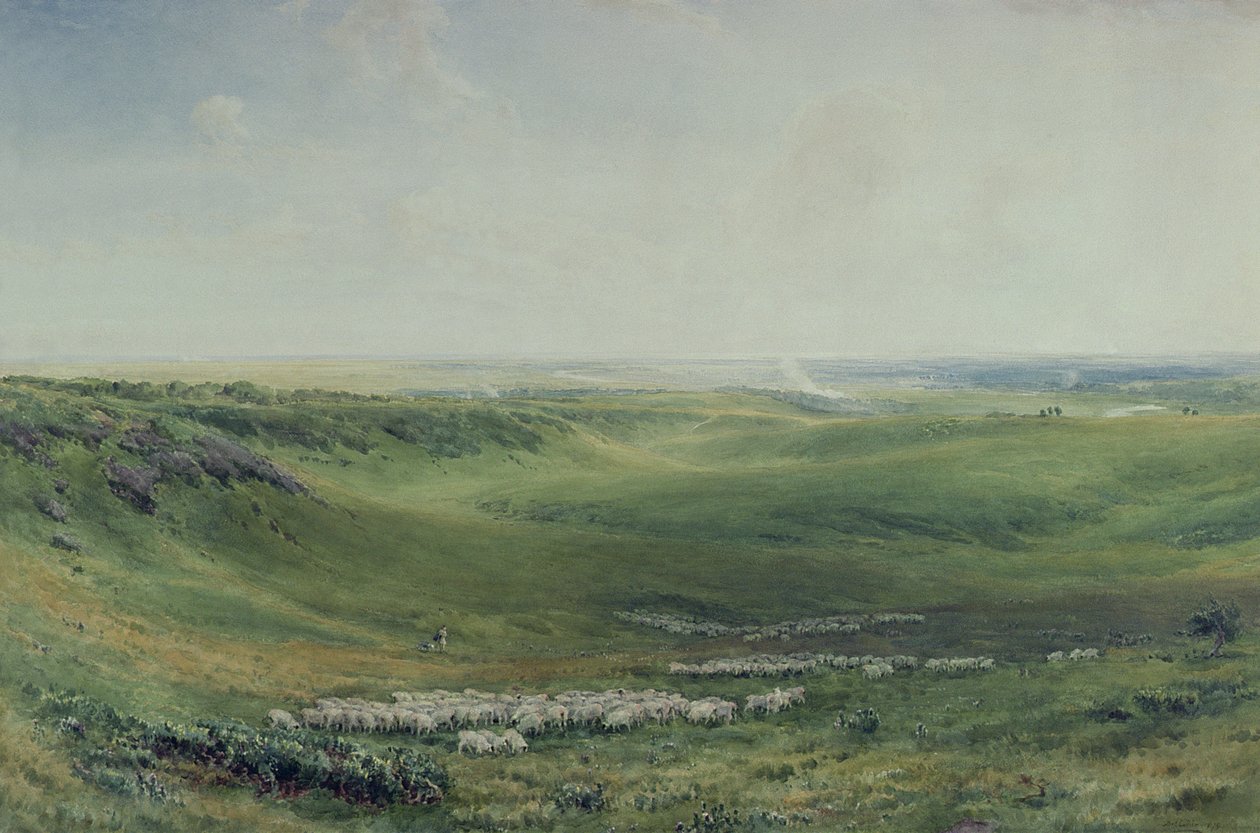 Széles legelők, Sussex (akvarell) alkotó: Thomas Collier
