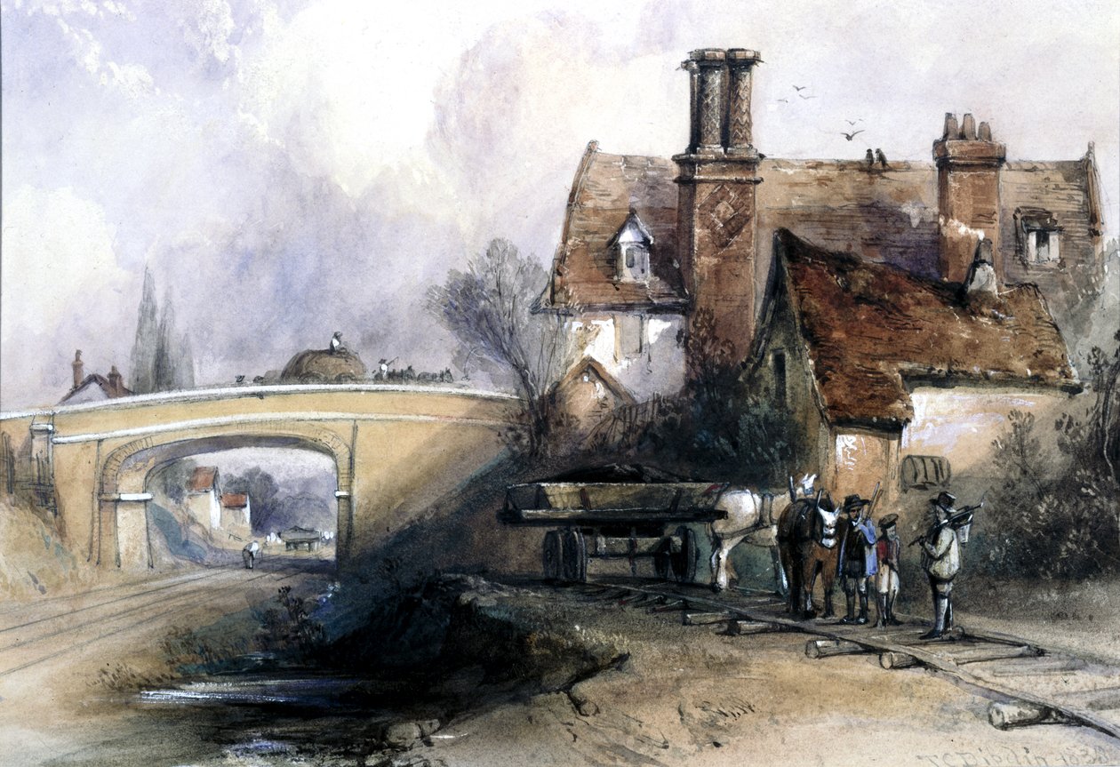 Az Eastern County Railway építése, Ilford közelében, Essex, 1838 (wc papíron) alkotó: Thomas Colman Dibdin