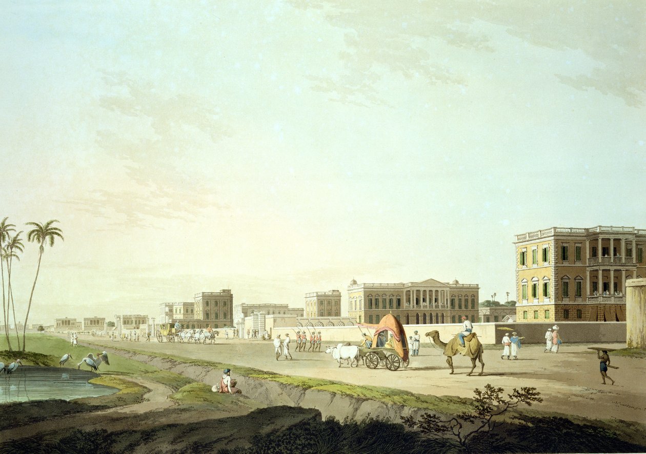 Cheringhee kikötője, Kalkutta, 32. tábla az „Oriental Scenery: Twenty Four Views in Hindoostan” című művéből, Thomas és William (1769-1837) Daniell metszete, megjelent 1798 alkotó: Thomas Daniell